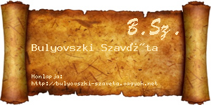 Bulyovszki Szavéta névjegykártya